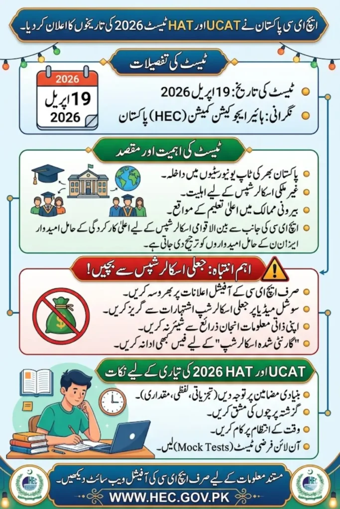 HEC Announces UCAT & HAT Test Date 2026 Check Complete Details For Pakistani Student 